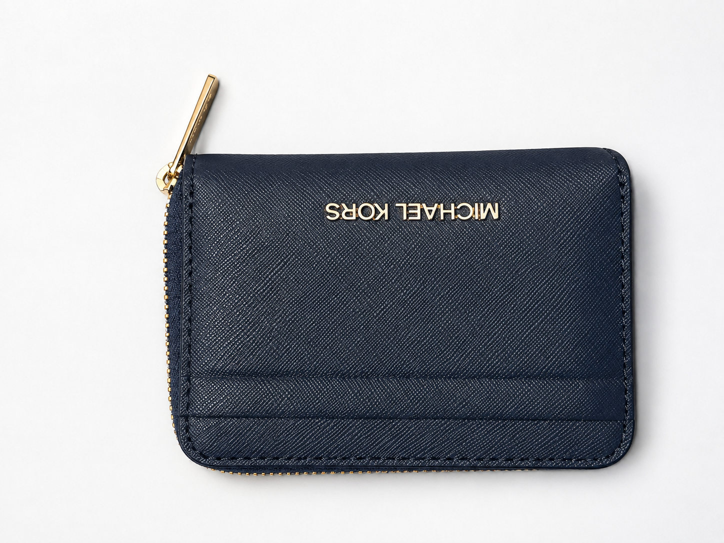 Michael Kors Navy Zip Around Card Wallet – Compact Coin Purse