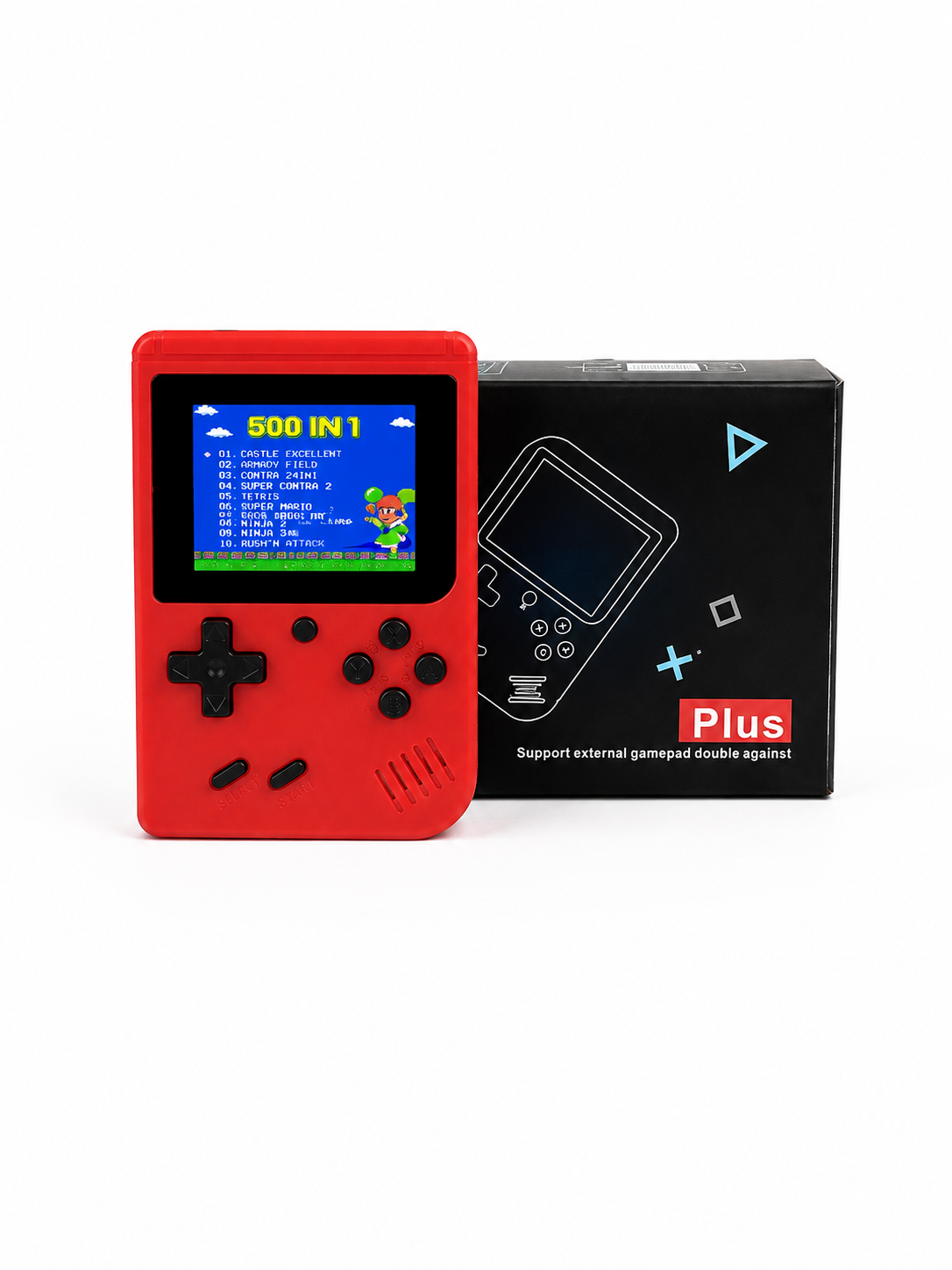Retro Handheld Game Console Plus – 500 Built-in Games – Rechargeable