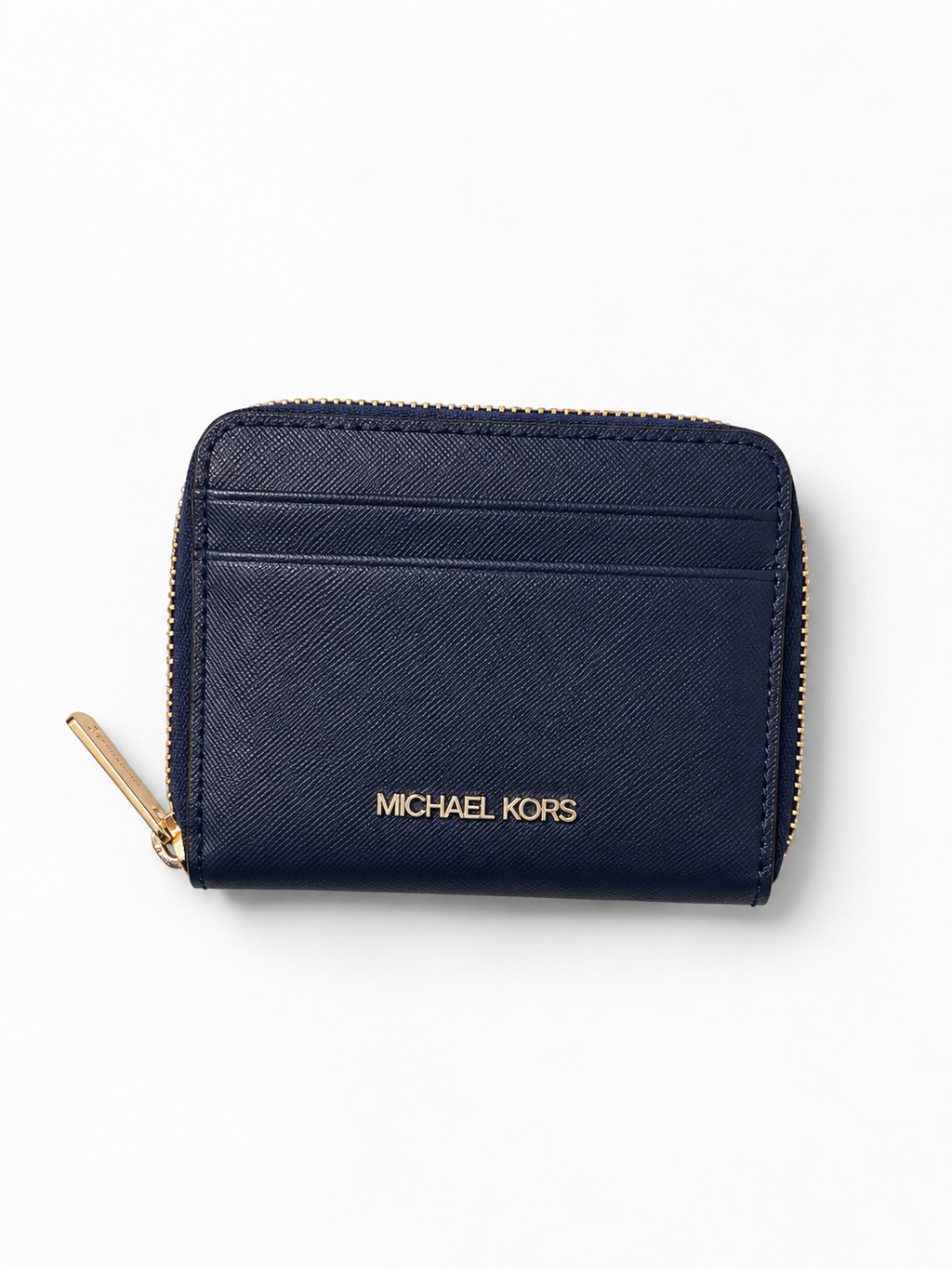 Michael Kors Navy Zip Around Card Wallet – Compact Coin Purse