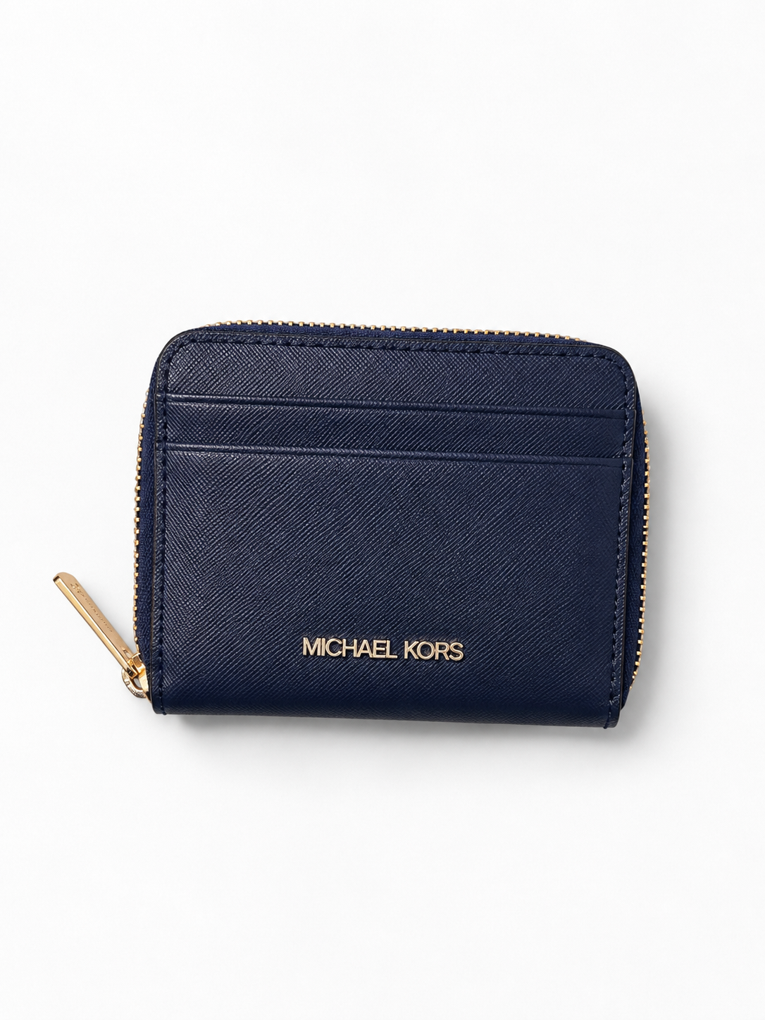 Michael Kors Navy Zip Around Card Wallet – Compact Coin Purse